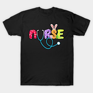 Stethoscope  Nurse Life Easter Day Cute Bunny With Eggs T-Shirt